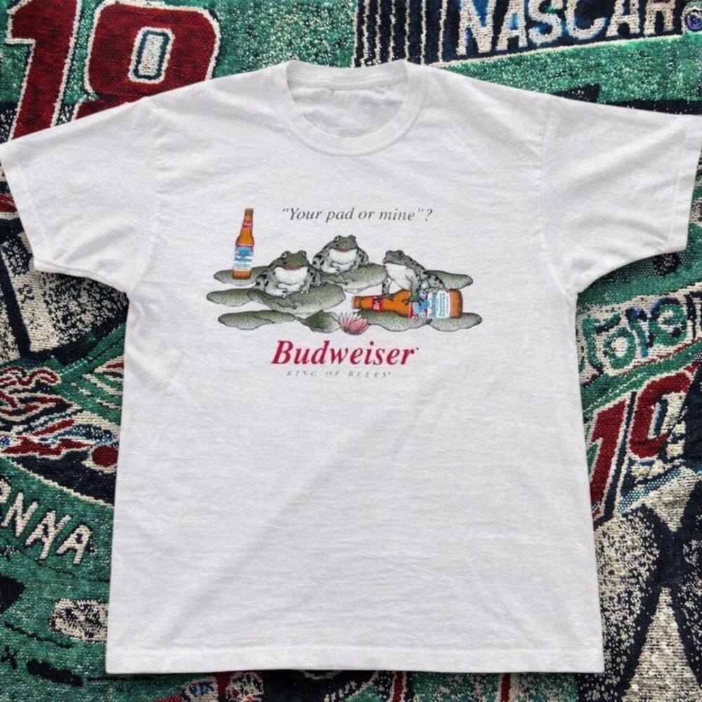 Budweiser Frog Graphic Tee Your Pad Or Mine Cute Beer Cartoon Shirt